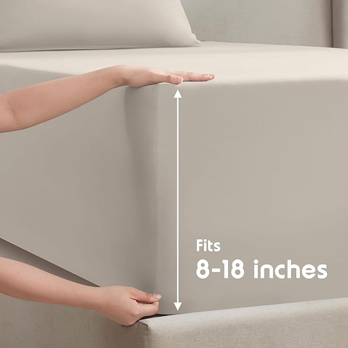 Nestl King Sheet Set - Luxury 1800 Ultra-Soft Microfiber King Bed Sheets - Double Brushed - Deep Pockets - Easy Fit - 4 Piece Set - Bedding Sheets & Pillowcases (King, Linen)