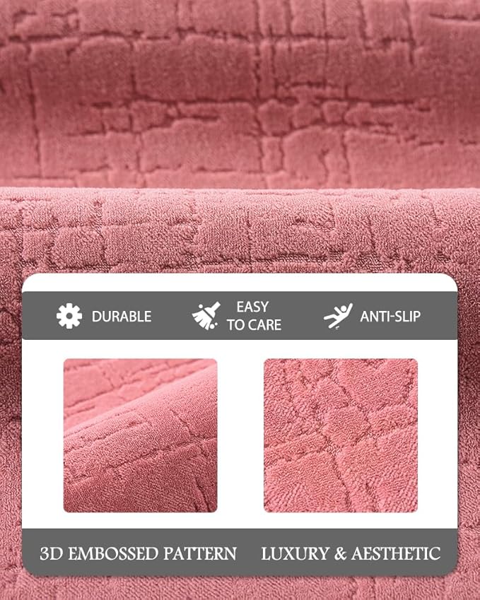 AMOAMI-Bath Mat-Absorbent Quick Dry Bathroom Floor Mats-Washable Rubber Backing Bath Mats for Bathroom Rugs Fit Under Door-Bath Rug for in Front of Sink Bathtub Shower Room, Pink 17''x24''
