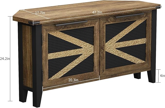 VFK Farmhouse Corner TV Stand for 50 Inch TV, Rustic Entertainment Center with Storage, Space-Saving Media Console Table for Living Room & Bedroom