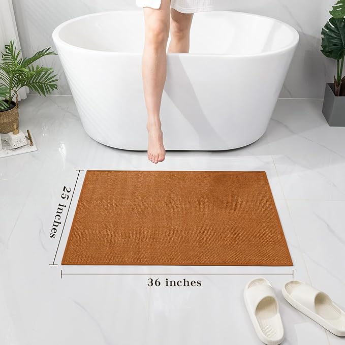 chakme Bathroom Rugs Mat 36x24, Ultra Thin Non Slip Bath Mat Large Quick Dry Absorbent Bath Mat for Bathroom, (Orange, 36"x24")