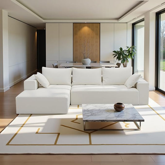 Sectional Couches for Living Room 109" L Shaped Cloud Couch Modern Modular Sectional Sofa Bad, Boneless Couch with Deep Seat, No Assembly Required (Chenille, Green)