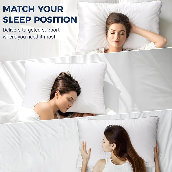 Bed Pillows Queen Size Set of 2 for Sleeping, Cooling Gusseted Pillows Hotel Quality, Soft Down Alternative Plump Filling for Back, Stomach or Side Sleepers, 19 x 29 Inches