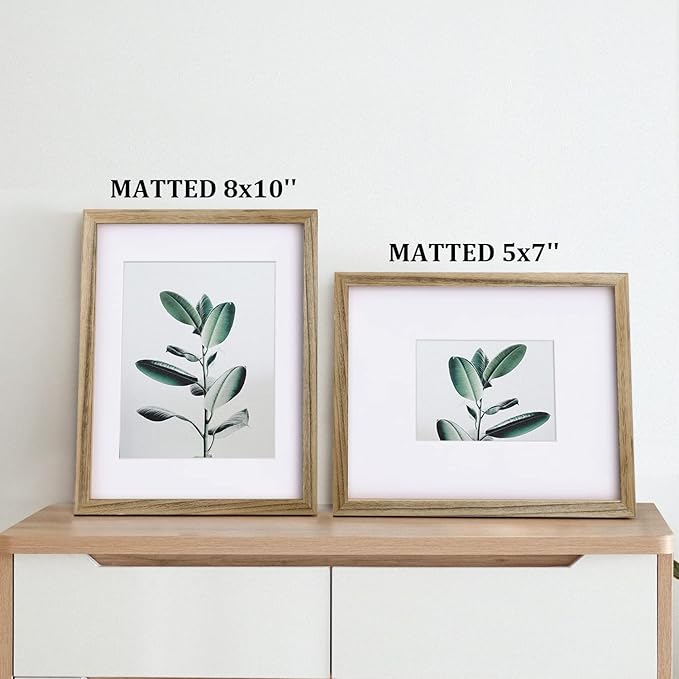 Egofine 11x14 Picture Frame with Plexiglass Made of Solid Wood, Display Pictures 5x7/8x10 with Mat or 11x14 Without Mat for Tabletop and Wall Mounting, Carbonized Brown