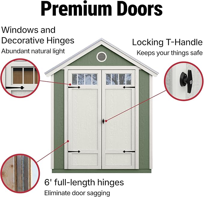 Handy Home Products Garden Shed 6x8 Do-it-Yourself Wooden Storage Shed with Metal Roof- Does not Include Floor kit or Paint