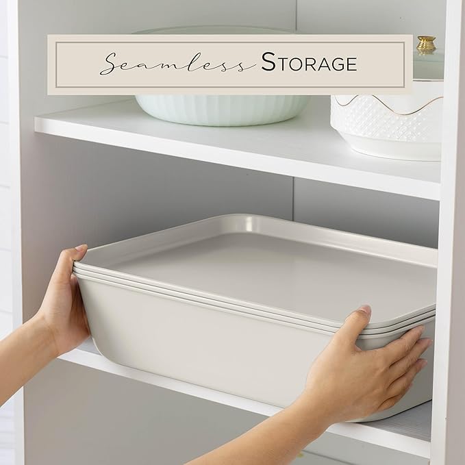 Country Kitchen Nonstick Stackable Bakeware Set - Durable, Easy Release Baking Set, Cream, 13 Pcs