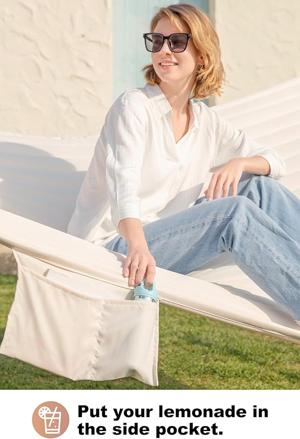 Double Quilted Fabric Hammock with Spreader Bar, Fit 11-12ft Hammock Stand, 2 Person 12ft Hammocks for Outside, Large Removable Pillow Storage Bag, Carabiners, Max 475 lbs Capacity (Beige)