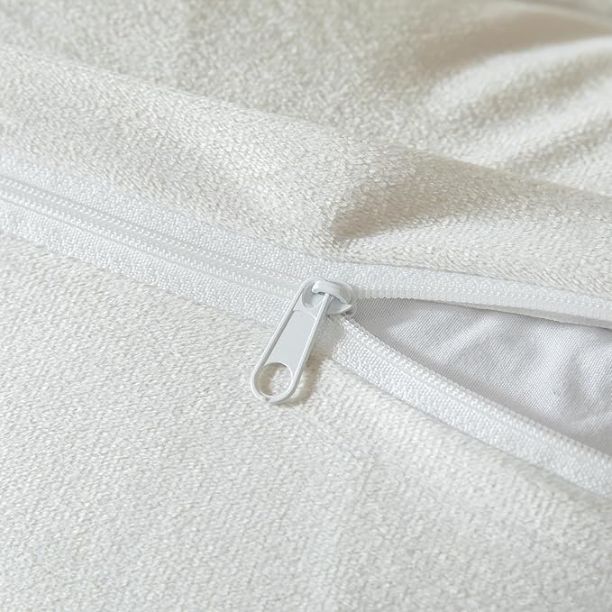 Yaertun Pack of 2 Chenille Textured Decorative Throw Pillow Covers Accent Solid Cushion Cover Soft Cozy Pillow Case with Velvet Back for Couch Sofa Bed Living Room 18x18 Inch Cream White