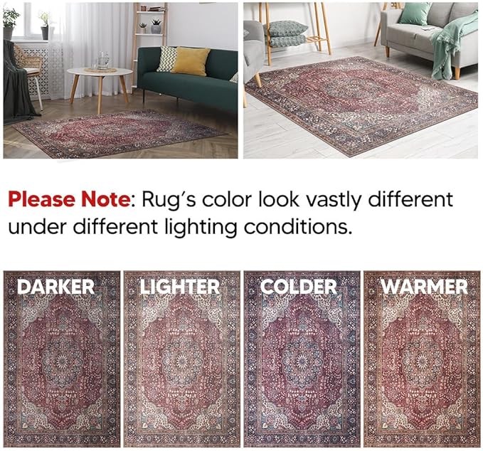 Keen Home Design 3x5 Rug - Machine Washable Entry Rug with Non-Slip Backing, Ideal for Enteryway, Kitchen, Bathroom, Laundry Room - Vintage, Easy Clean, Durable, Low Pile Rug - (3' x 5')