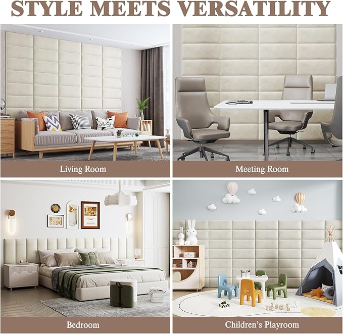 Upholstered Headboard for Queen Size Bed, Wall Mounted & Peel and Stick Headboard, Soundproof DIY Wall Panels, Leather Head Board in Modern Design for Bedroom (9 Panels, Each 23.62"x9.84"