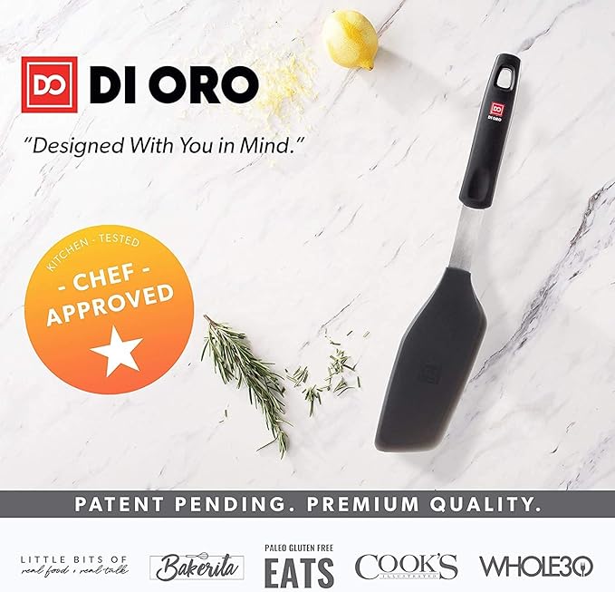 DI ORO Omelette Spatula - Silicone Egg Spatula Turner for Nonstick Cookware - Thin & Flexible BPA Free 600°F Heat-Resistant for Cooking & Baking - Omelet Flipper Dishwasher Safe