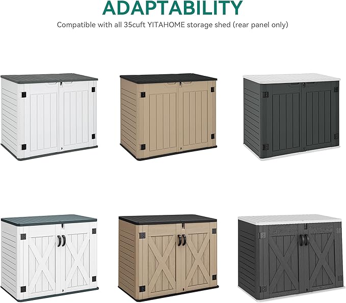 YITAHOME 35 Cuft Resin Storage Shed Shelves, 47 in x 12.6 in Space-Saving Waterproof Shelf with 8 Screws for 4.3x2.5x3.4 FT Horizontal Storage Sheds, Easy Assembly, 2PCS, Gray