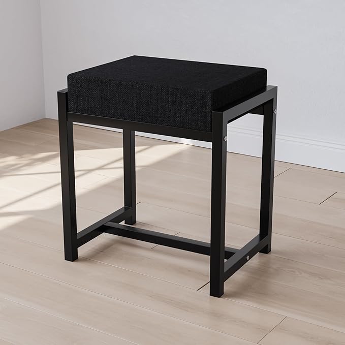 Semiocthome Makeup Vanity Desk with Mirror and Lights, Make Up Vanity Table Set with Power Outlet, Shelves and 5 Drawers, 3 Lighting Modes & Adjustable Brightness Dressing Table with Chair - Black