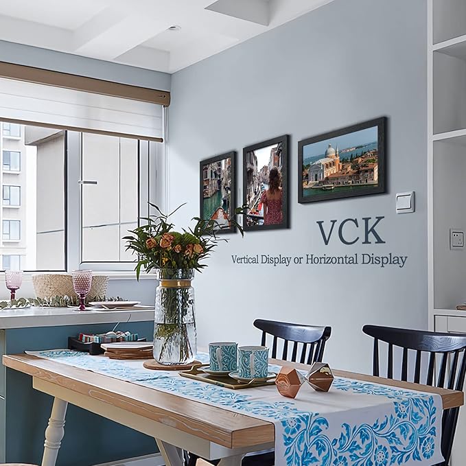 VCK 11x17 Poster Frame Set of 2 - Black, Textured Exclusive Solid Wood Picture Frames, Wall Gallery Frame