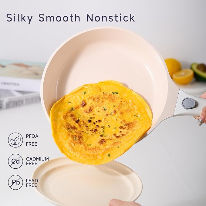 JEETEE 22pcs NonStick Ceramic Induction Cookware Sets, Pots and Pans With Removable Handles, Kitchen Non Toxic Pot Sets PFAS & PFOA Free