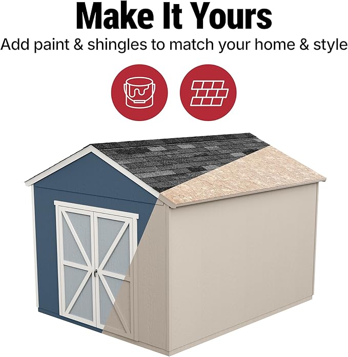 Handy Home Products Rookwood 10x16 Do-It-Yourself Wooden Storage Shed with Floor Kit- Does not Include Paint or Roofing Shingles