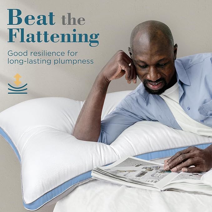 viewstar King Size Pillows Set of 2, Hotel Quality Cooling Down Alternative Gusseted Bed Pillows for Side, Back, or Stomach Sleepers, Light Blue