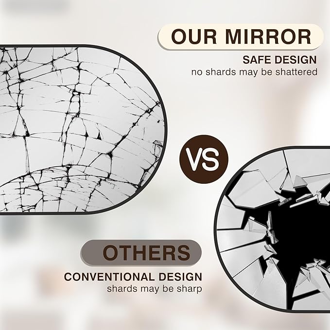 FICTOR Bathroom Vanity Mirror for Wall,32”x30” Arched Metal Framed Bathroom Mirror for Over Sink,Entryway,Living Room,Bedroom(Black)