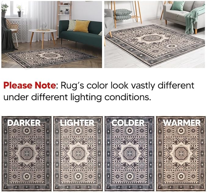 Keen Home Design 2x7 Rug - Machine Washable Runner Rug with Non-Slip Backing, Ideal for Hallway, Entryway, Kitchen, Laundry Room - Vintage, Easy Clean, Durable, Low Pile Rug - (2'6" x 7')