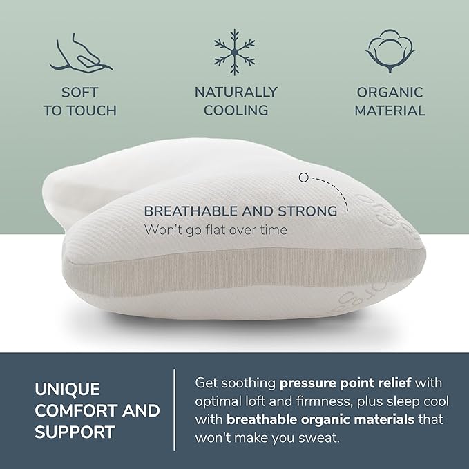 Naturepedic Organic Latex Side Sleeper Pillow - Standard/Queen Bed Pillow with Shoulder Cutout - Luxury Pillow for Back Support and Neck Pain Relief