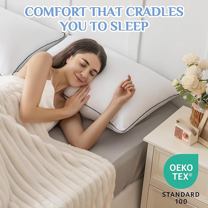 JOLLYVOGUE Standard Size Bed Pillow 1-Pack，Single Pillow for Sleeping, Breathable and Supportive with Down Alternative Fill, Hotel Collection Pillow for Side, Back, and Stomach Sleepers