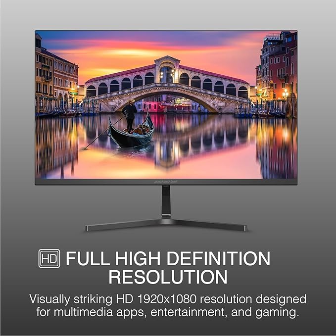Packard Bell AirFrame 24 " FHD Monitor, 1920x1080, Ultrawide, VESA Mount Compatible, Tilt Adjustment, HDMI/VGA, Slim Bezel, for Home, Office, and Light Gaming