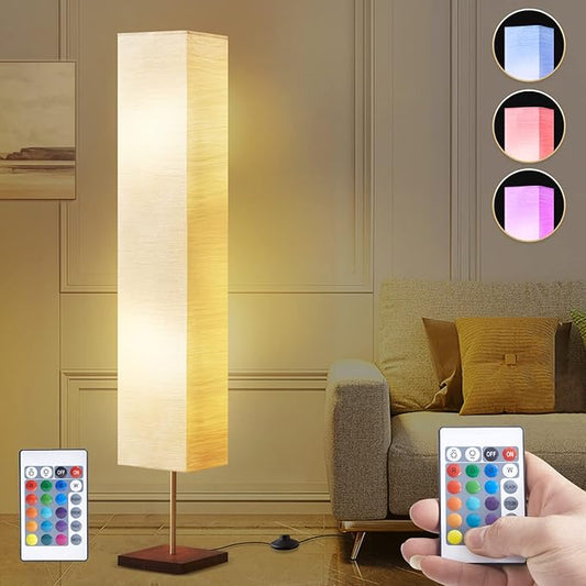 GyroVu 65“ Floor Lamp for Living Room, RGB Color Changing-2700K-6000K Corner Floor Lamp Standing Lamp for Living Room, Tall lamp with Remote Control for Bedroom, Office Beige(Bulbs Included)