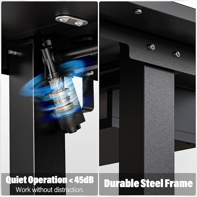 Electric Standing Desk with 4 Drawers 40''x 24'' Small Adjustable Height Sit to Stand Up Desk with Storage Shelf, C-Clamp Mount Compatible Black Home Office Desks Computer Desk Ergonomic Workstation