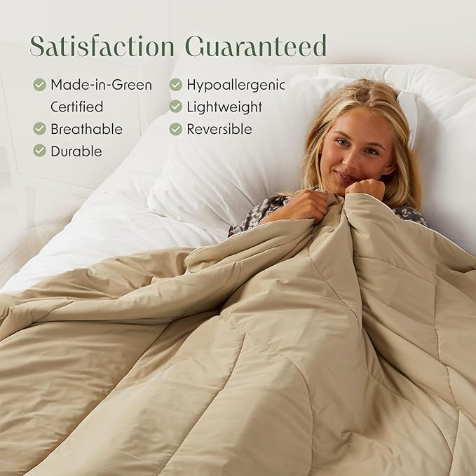 Springtree Home Luxury Viscose from Bamboo Blanket & Comforter | Viscose from Bamboo Twin Size Blanket- 60" x 90" | Cooling Blanket & Comforter | Breathable & Lightweight | Twin - Oxford Tan