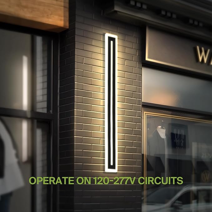 ASD LED 72" Long Wall Mount Light Fixture, Outdoor & Indoor Linear Sconce | 3CCT, Dimmable, Waterproof, Anti-Rust, ETL Listed | 40W 2330LM 3000-5000K 100-277V | Exterior Porch Lighting | Black, 2 Pack