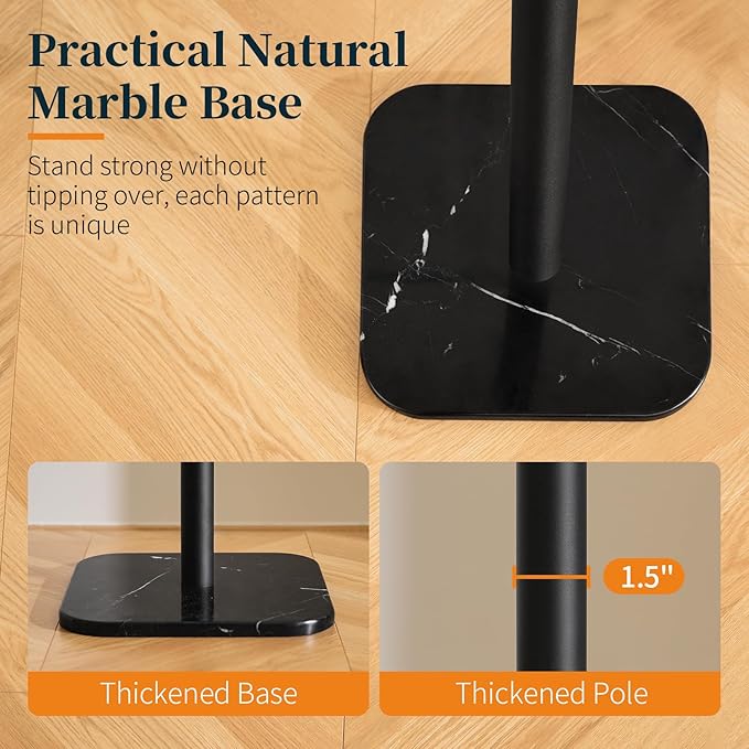 Yoobure Coat Rack Freestanding with Natural Marble Base - Cactus Coat Tree with 6 L-shaped Hooks, Heavy Duty Coat Hanger Stand, Metal Coat Rack Stand for Entryway, Hall Tree for Jacket/Hat/Clothes/Bag