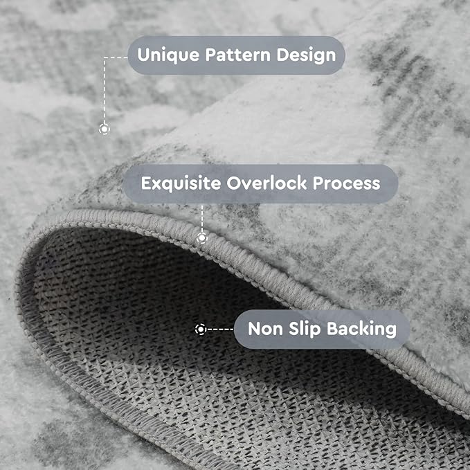 tchdio Area Rug 8x10 Grey Rugs for Living Room- Abstract Soft Living Room Rug-Non Slip Carpet- Washable Rug for Bedroom Dining Room Home Office Modern Rugs Light Grey/Brown/Beige