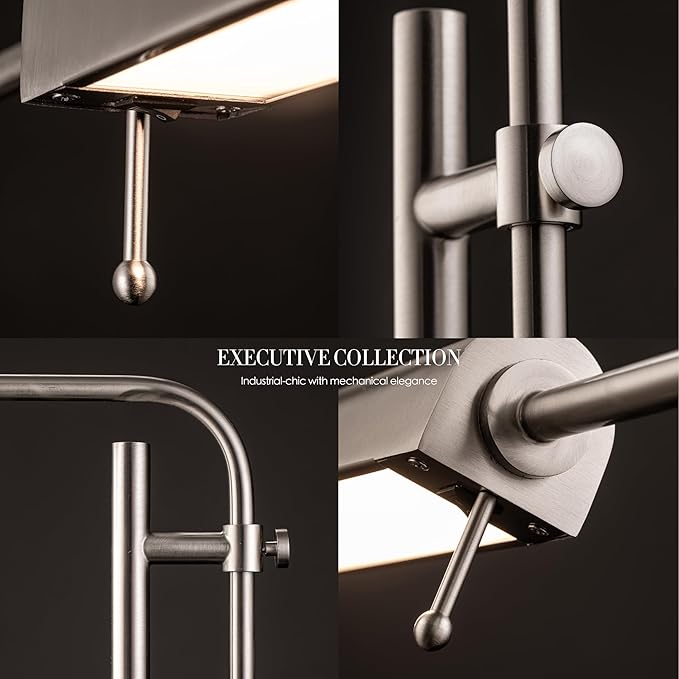 O'Bright Cedric Adjustable Pharmacy Floor Lamp - Industrial Design for Reading, Crafting, Work - 10W LED, Height 45-61 inches - Ideal for Living Room, Bedside, Office - Brushed Nickel