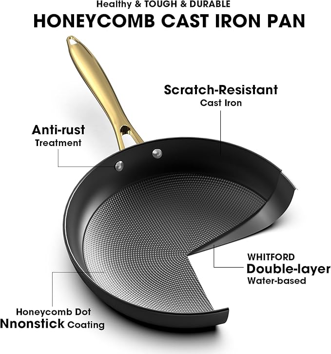 imarku Non Stick Frying Pans, Frying Pan with Lid 2Pcs - 10 Inch and 12 Inch Long Lasting Nonstick Frying Pan Cast Iron Skillets, Frying Pans Nonstick with Lid, Gift for Women and Men