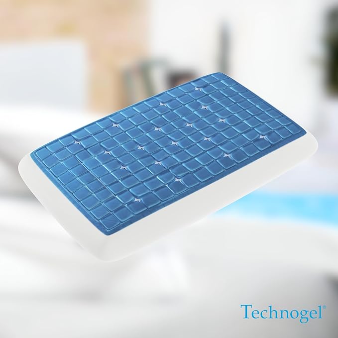 Technogel Deluxe Cooling Gel Pillow - Patented Cooling Technology, Odorless Memory Foam – Breatable Ergonomic Support for Side & Back Sleepers with Washable Cover, 4.5" (Medium)