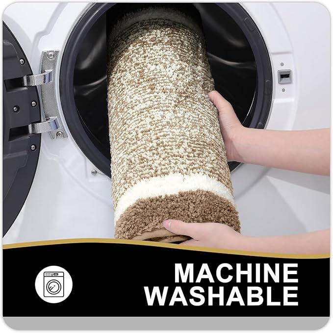 OLANLY Bathroom Rugs 30x20, Extra Soft and Absorbent Microfiber Bath Mat, Non-Slip, Machine Washable, Quick Dry Shaggy Bath Carpet, Suitable for Bathroom Floor, Tub, Shower (Medium, Tan)