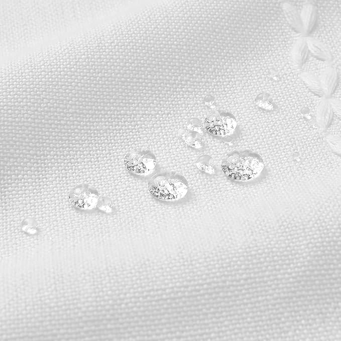 MitoVilla Boho Extra Long Shower Curtain 72 x 84, White Modern Farmhouse 84 inch XL Polyester Linen Texture Tassel Fabric Shower Curtain Set with Hooks for Cottagecore Country Bathroom Decor,White