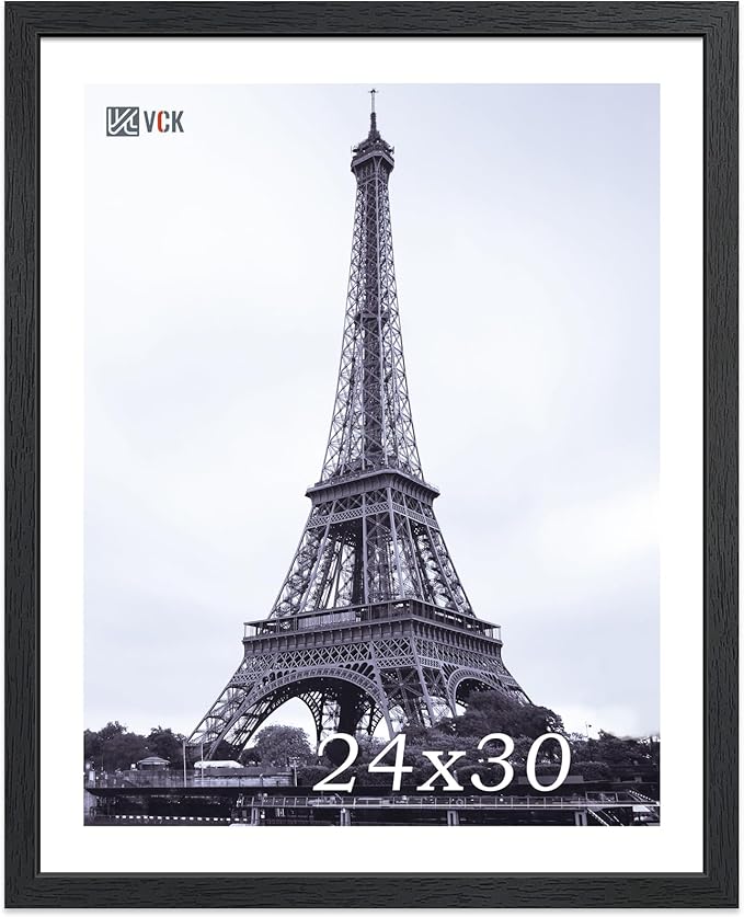 VCK 24x30 Poster Frame - Exclusive Black Woodgrain, Solid Wood Picture Frames - Wall Hanging