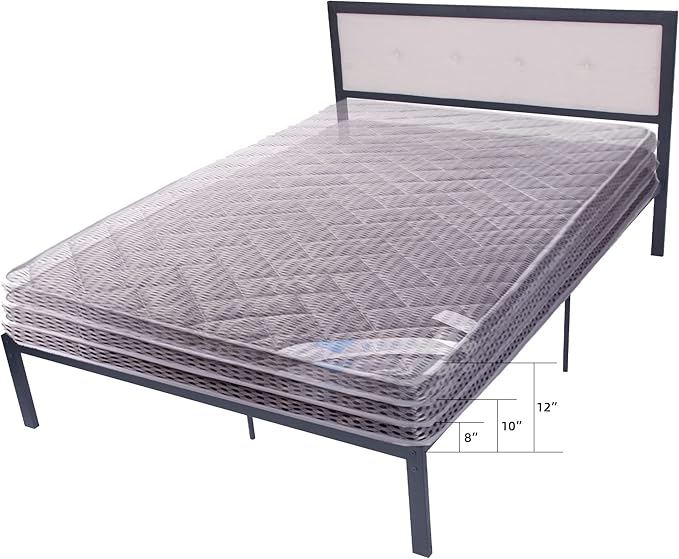 Metal Bed Frame Queen Size Platform with Head Board Mattress Foundation Heavy Duty Metal Slats for Bedroom Students Kids for Hotel Motel Storage Under Bed 500lbs (Black Metal, Queen)