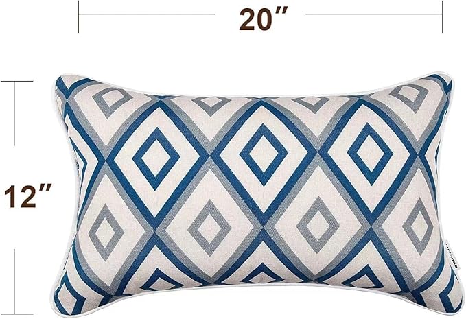 JMGBird Outdoor Pillows Waterproof Set of 2 Outdoor Lumbar Pillows with Insert Included 12×20 Inch Outdoor Pillow for Patio Furniture