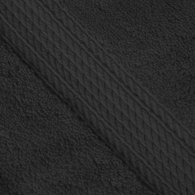 Superior Egyptian Cotton Pile 8 Piece Towel Set, Includes 2 Bath, 2 Hand, 4 Face Towels/Washcloths, Ultra Soft Luxury Towels, Thick Plush Essentials, Guest Bath, Spa, Hotel Bathroom, Black