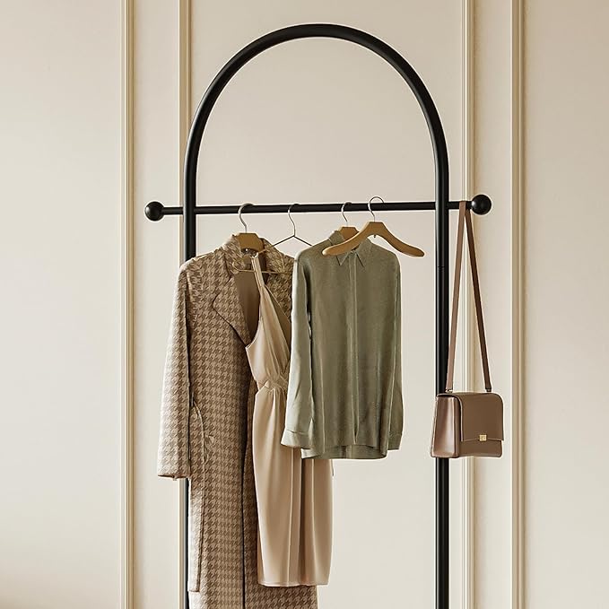 Clothes Rack for small spaces,Modern Clothing Rack with Marble Base,Small Garment Rack for Hanging Clothes,Heavy-duty Coat Rack Freestanding for Bedroom, Living Room,Entryway,Boutiques (black)