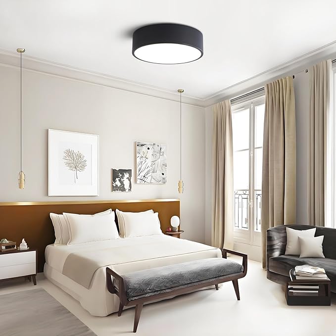 Dimmable Modern Flush Mount Ceiling Light Fixture,Matte Black Round LED Lights Fixtures,5CCT 2700K-6000K Lighting for Kitchen Hallway Bedroom Laundry Room Hall Entryway Closet Bathroom 11.8in