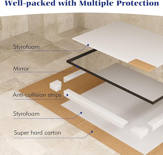 Rectangle Bathroom Mirror 40x30 Inch, Matte Black Framed, 4MM Tempered Glass, Anti-Rust, Wall-Mount Vanity Mirror for Bathroom & Bedroom, Hangs Horizontally or Vertically