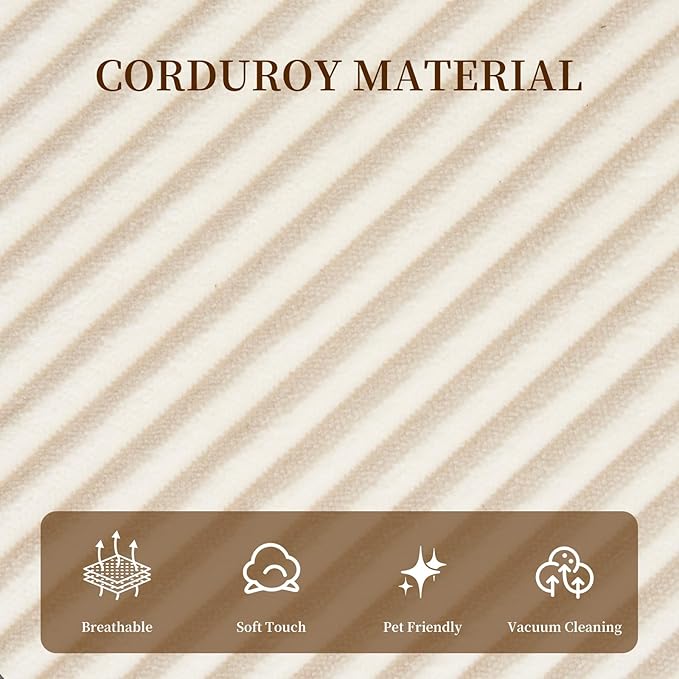 105" Cloud Sectional Sofa, L-Shape Sectional Couch, Modern Corduroy Sofa with Chaise Lounge, No-Assembly Required, Deep Seat Modular Cloud Couch for Living Room, Apartment, Beige