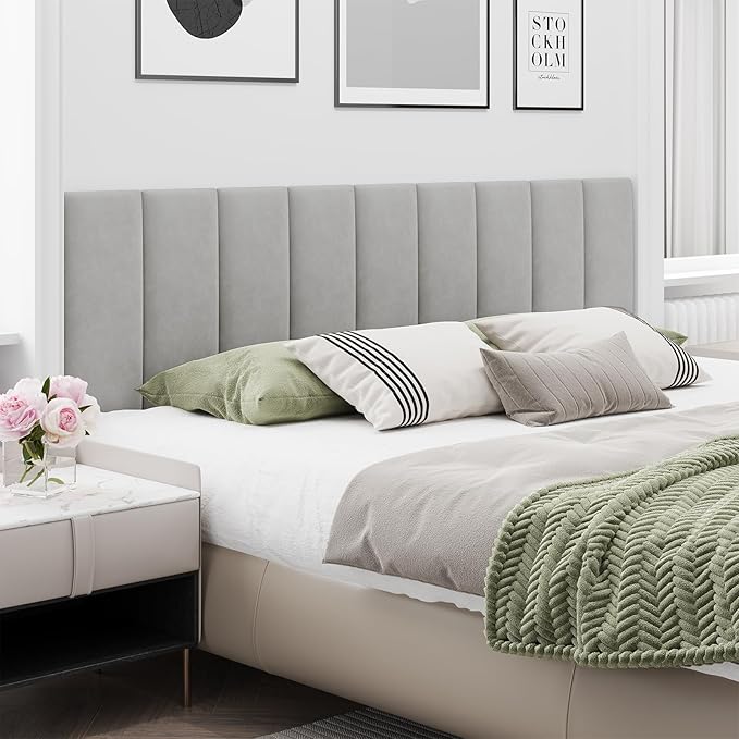 Upholstered Headboard for King Size Bed, Wall Mounted & Peel and Stick Headboard, Soundproof DIY Wall Panels, Leather Head Board in Modern Design for Bedroom (12 Panels, Each 23.62"x9.84"