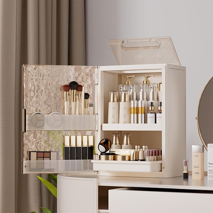 Makeup Organizer with Drawers,Skincare Organizer for Vanity,Storage Box with Cover,Large Cosmetic Display case for Dresser, Bathroom Countertop