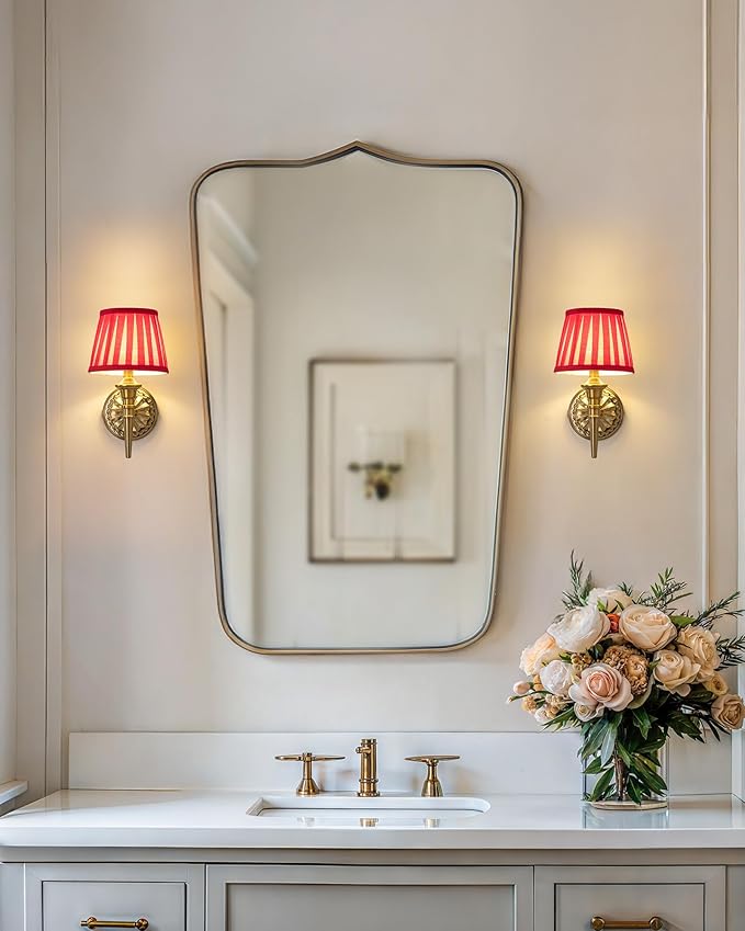 KDG Cordless Wall Sconces Set of 2, Small Wireless 5200mAh Rechargeable Battery Fabric LED Wall Lamps, Portables Lightings for Wall Painting, Living Room, Bedroom, Hallway, Gifts, Night Light (Red)