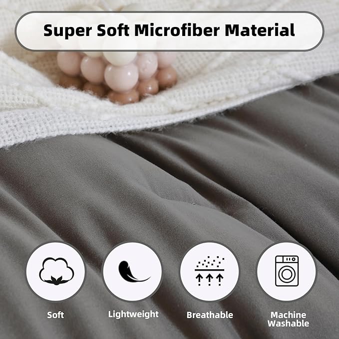 weigelia Dark Grey Comforter Set King Size Grey Comforter with 2 Pillowcases 7 Pieces Gray King Comforter Bedding Set for Women and Men Microfiber Bed Comforter Set Soft All Season