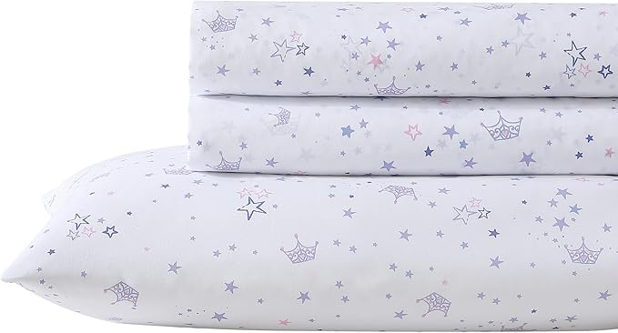Laura Ashley Kids - Twin XL Sheet Set, Soft & Wrinkle-Resistant Toddler Bedding Set, Deep Pockets, Girl Bed Sheets with Matching Fitted Sheet & Pillowcase (Dancing Stars Purple)