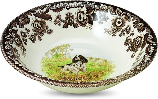 Spode Woodland Cereal Bowl - English Springer Spaniel Motif, 8 Inch Fine Earthenware from the Hunting Dogs Collection – Microwave, Dishwasher & Warm Oven Safe, Made in England